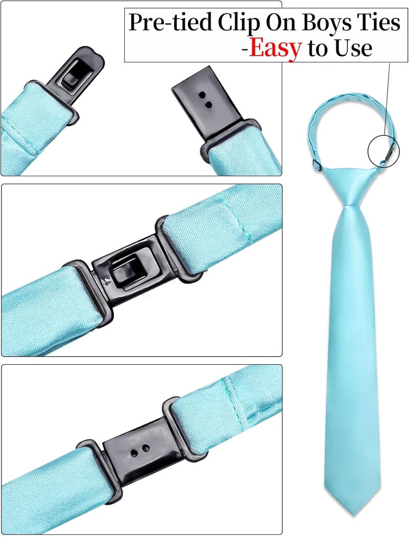 Ailisus Store Boys Tie Solid Color Silk Satin Pre-tied Kids Necktie for Age 8-12 Adjustable Formal Wedding School Graduation - Image 4